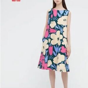 Marimekko Blue and Pink Floral Midi Dress